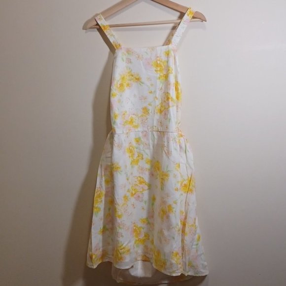 BP. Print Yellow Square  Neck Cotton Mini dress - Picture 3 of 9